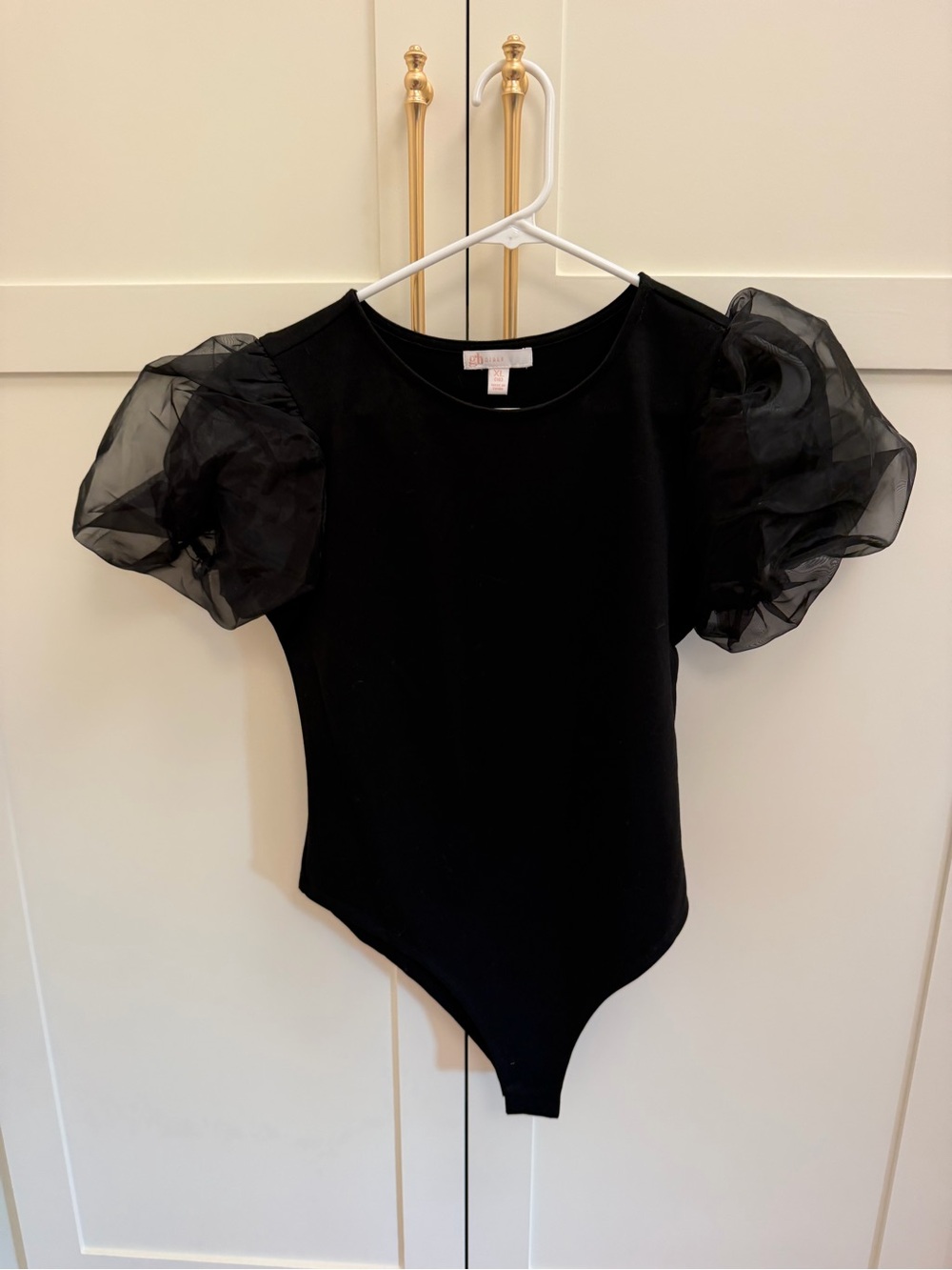 GB girls Black Puff-Sleeve One-Piece Bodysuit